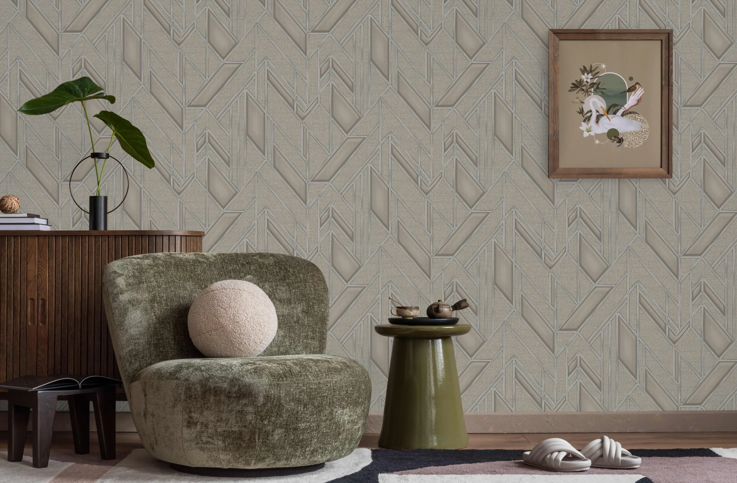 Gray Embossed Wallpaper – Glittering Neutrals (24113-5)